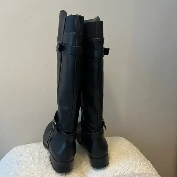 Naturalizer Sahara Black Tall Vegan Leather Boots size 8M - Picture 6 of 9